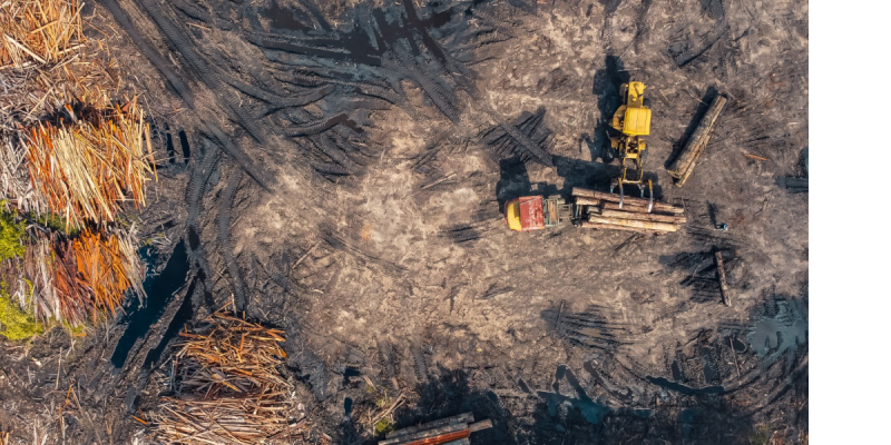 Drone shot of a mining site.