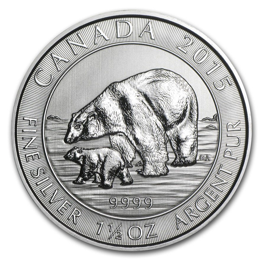 2015 Silver Royal Canadian Mint Polar Bear and Cub (1.5 Oz.)