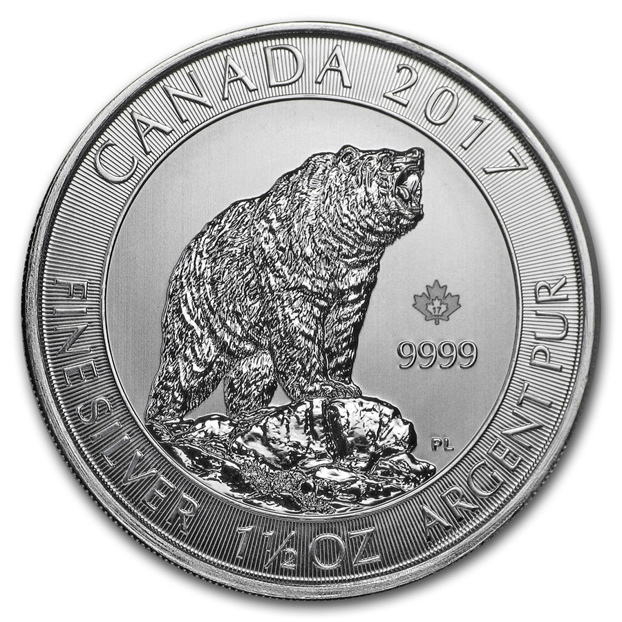 2017 Silver Royal Canadian Mint Grizzly Bear (1.5 Oz.)