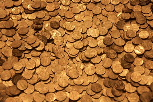 A picture of several gold coins