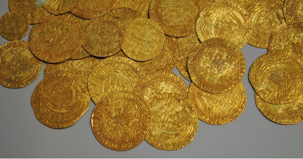 Gold coins in a small coin storage
