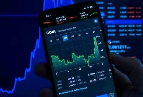 Coinbase trends displaying on a smartphone