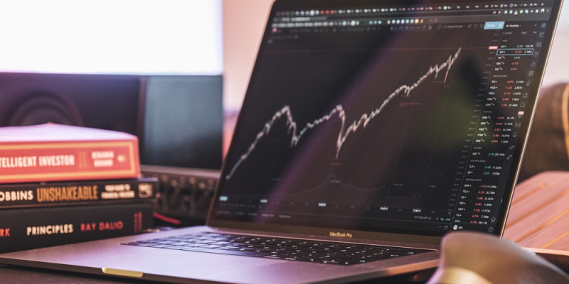 Stock market analysis on a laptop screen