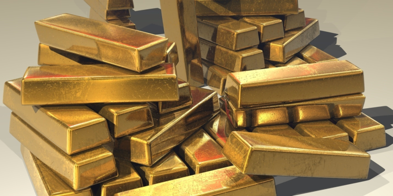 A stack of gold bullion ingots