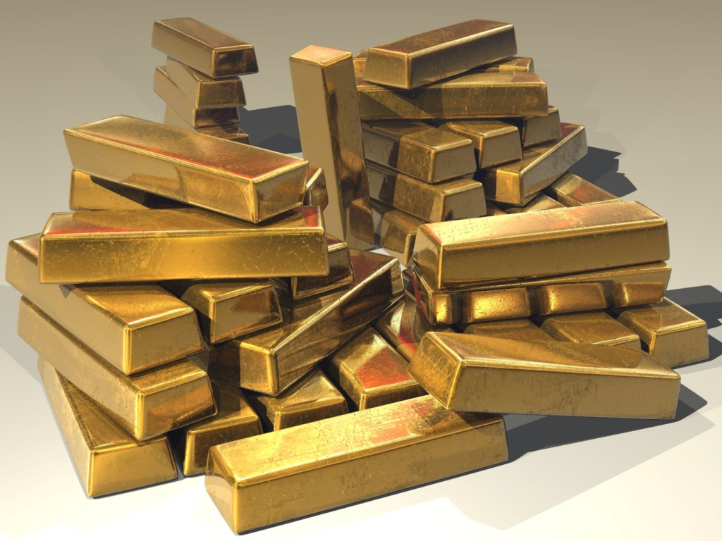 A pile of gold bullion bars