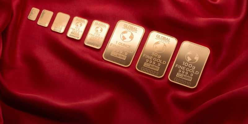 A series of gold bars in every size