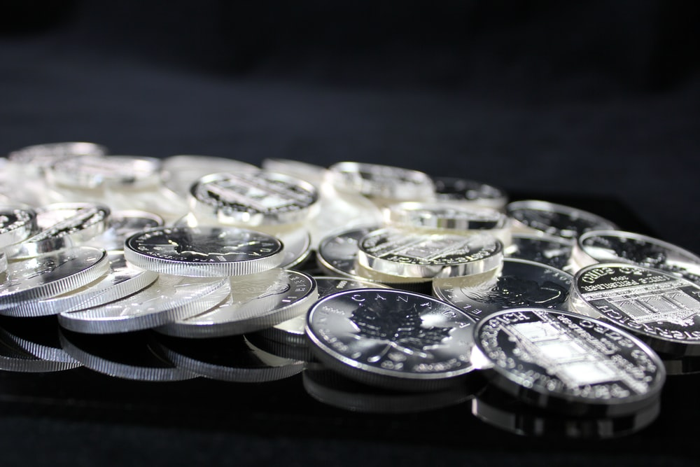A close-up shot of several coins.