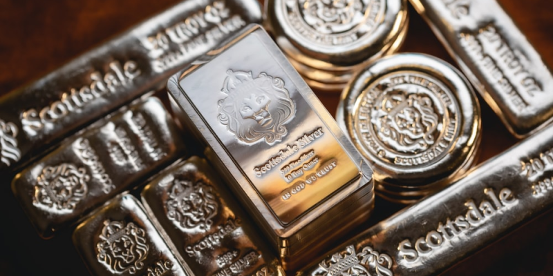 Several silver bars on the table.