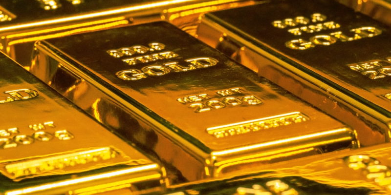 A stack of gold bullion bars