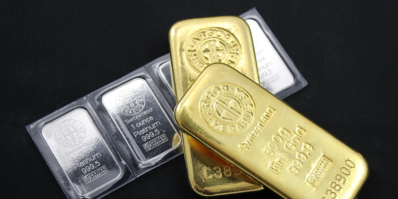 Stacks of gold and platinum bars