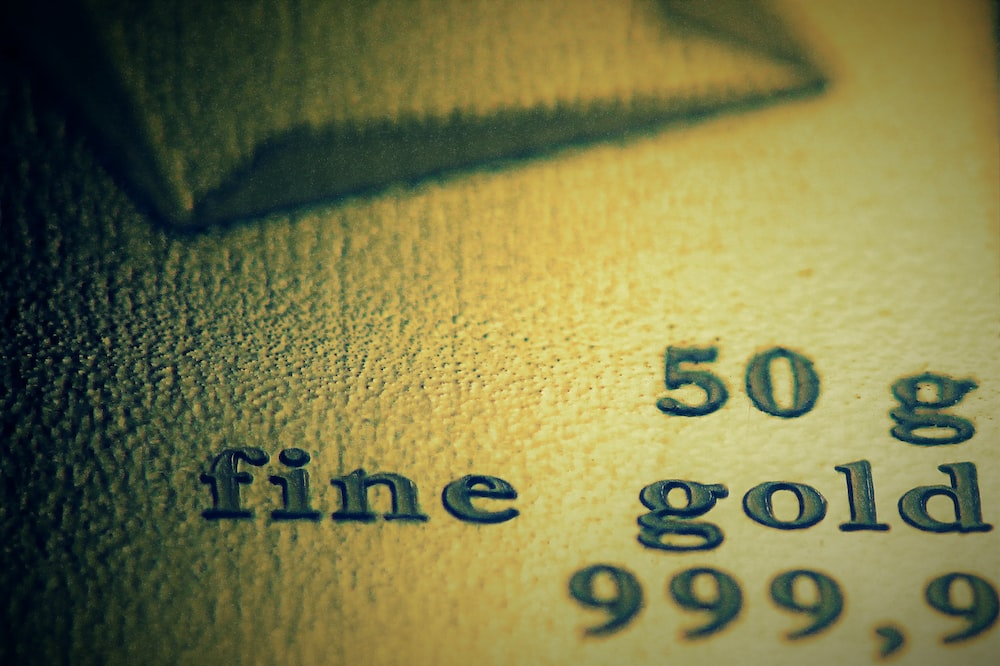 Close-up shot of the text on a gold bar