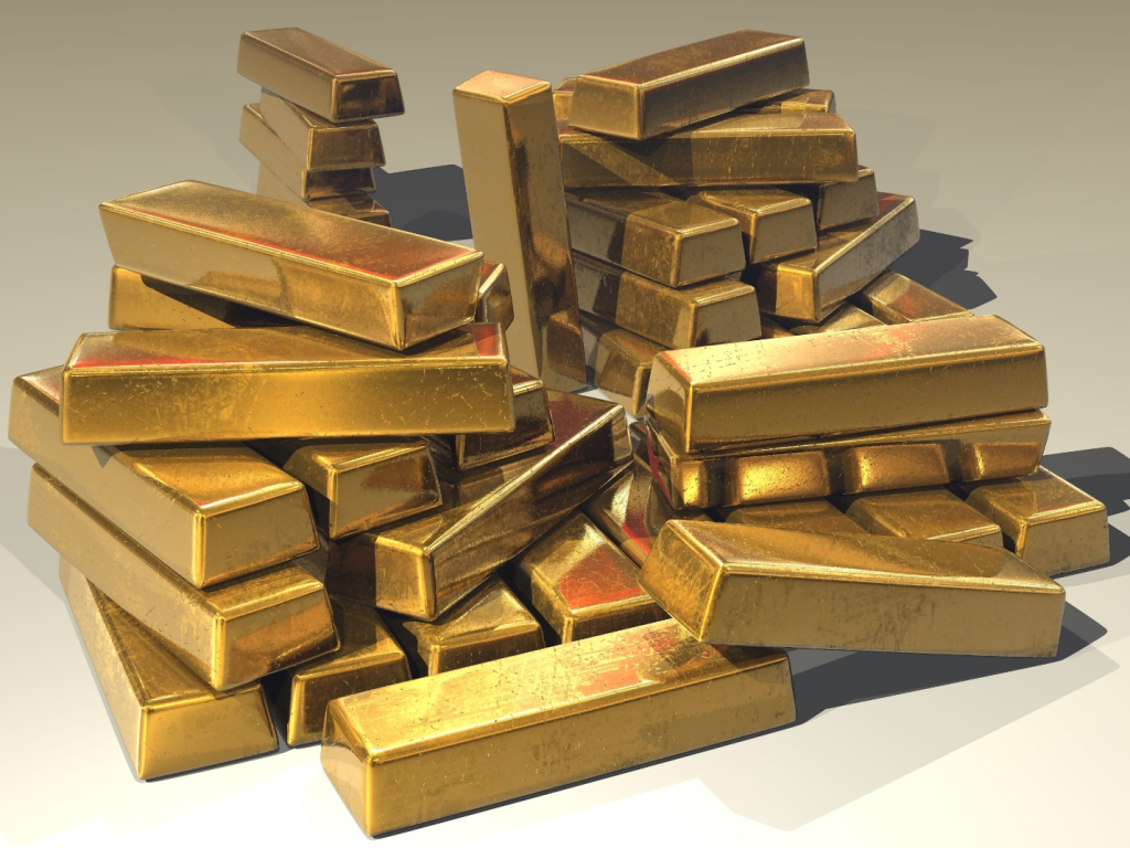 Stacks of gold bars for investment
