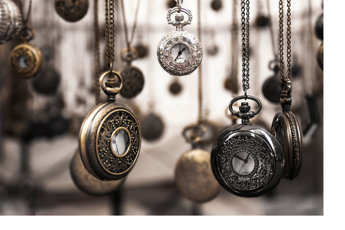 A photo of silver pocket watches