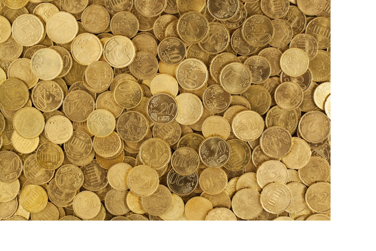 Gold coins in a pile.