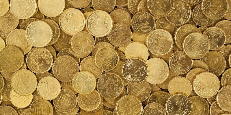Gold Coins in Tilt Shift Lens