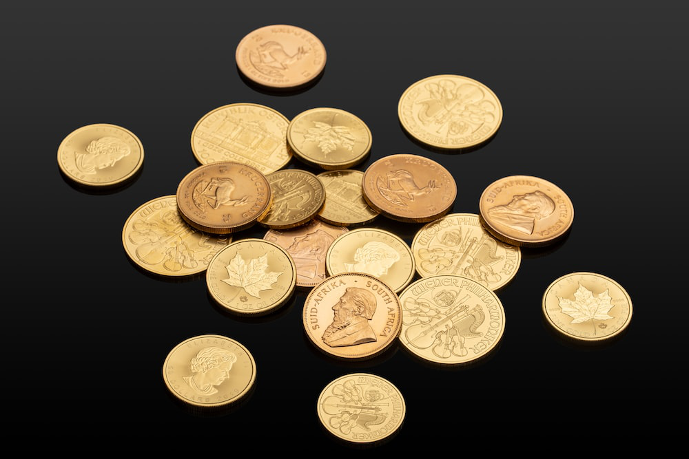 a pile of gold coins.