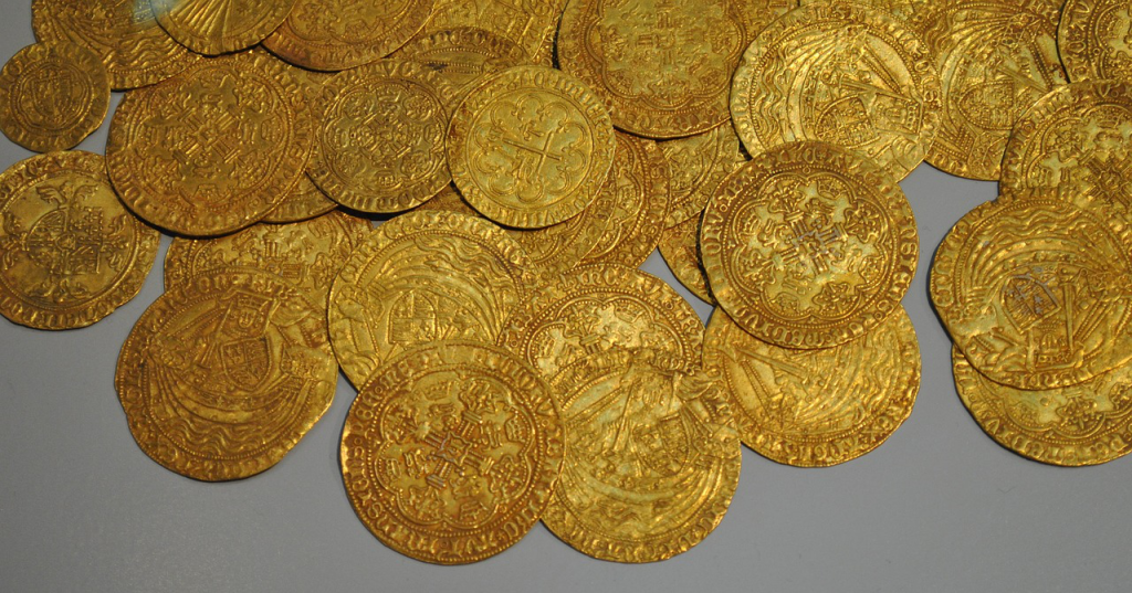 antique gold coins.