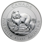 2014 Royal Canadian Mint Arctic Fox 1.5 oz Silver Coin BU