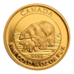 2015 Royal Canadian Mint Polar Bear & Cub 1/4 oz Gold Coin BU