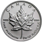 Canadian Maple Leaf 1/10 oz Platinum Coin BU