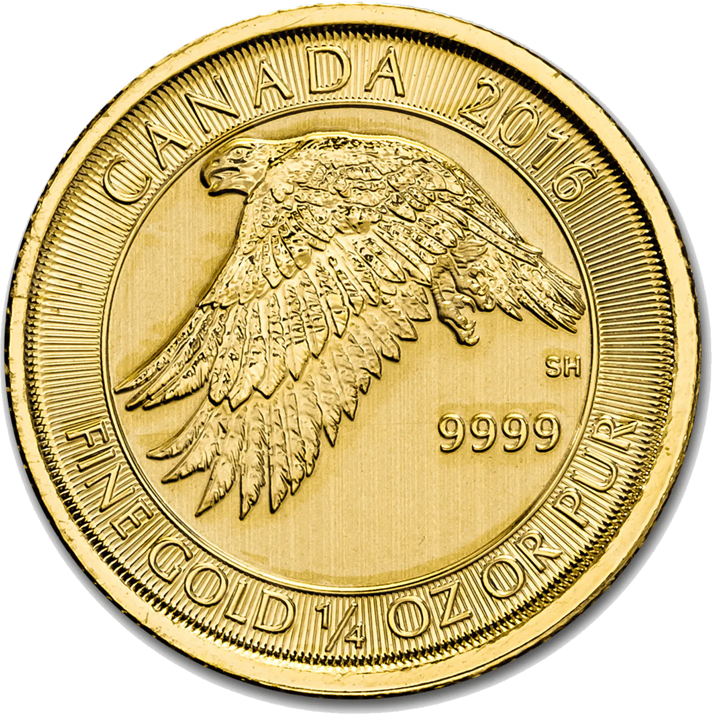 2016 Royal Canadian Mint Snow Falcon 1/4 oz Gold Coin BU