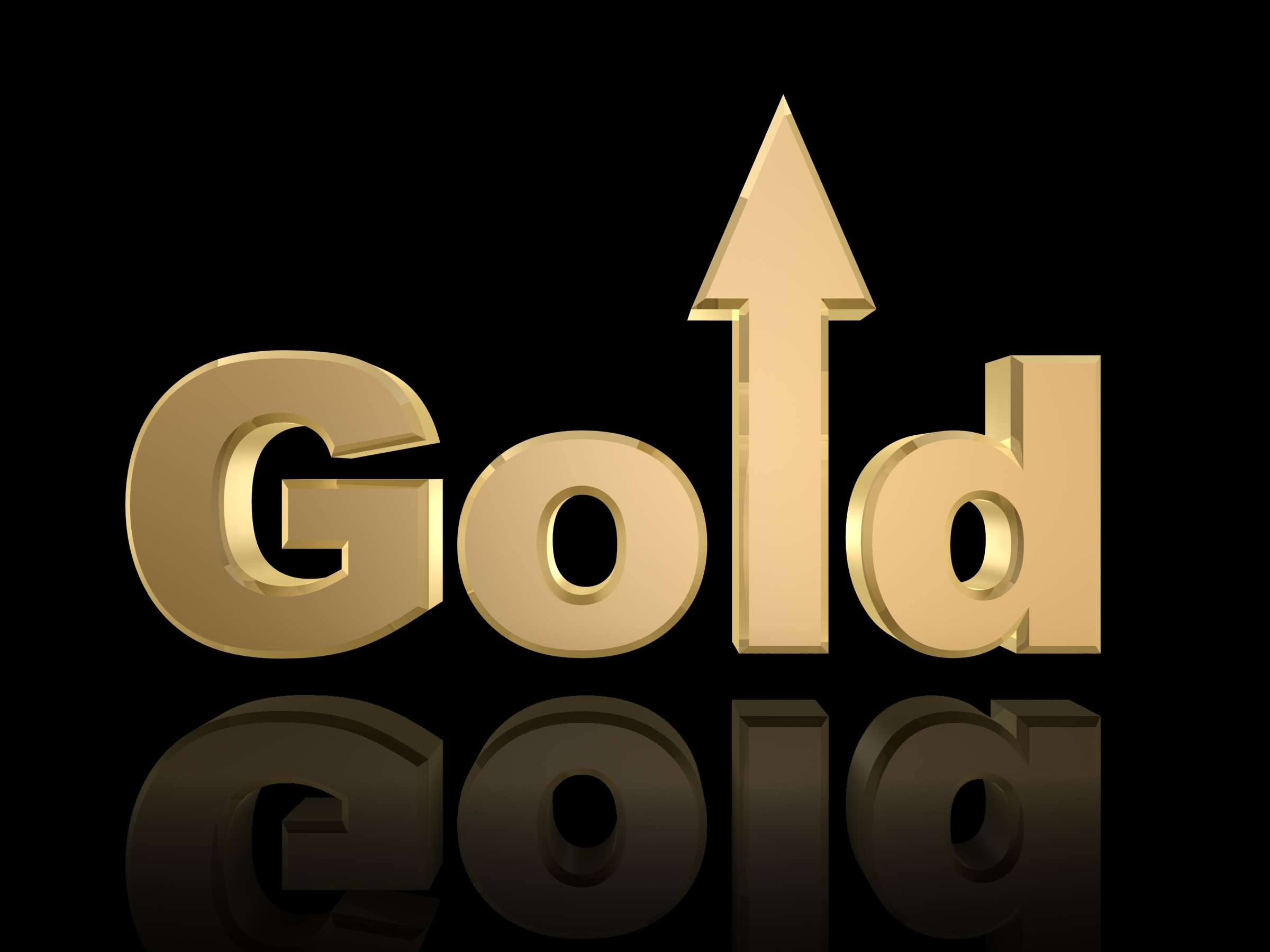 gold rise in value isolated on dark background